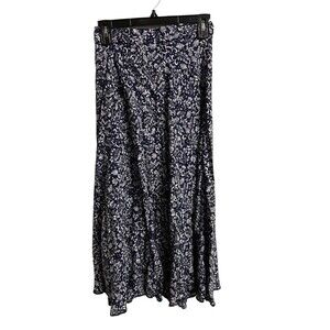 Vintage Blues Skirt Juniors Size 3-4 Blue Floral Cotton Button Front A Line